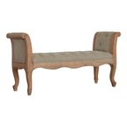 Carved French Style Mud Linen Bench