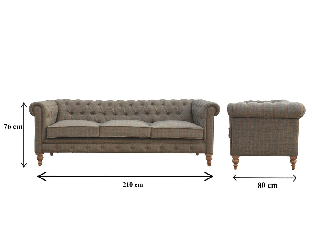 Multi Tweed 3 Seat Chesterfield