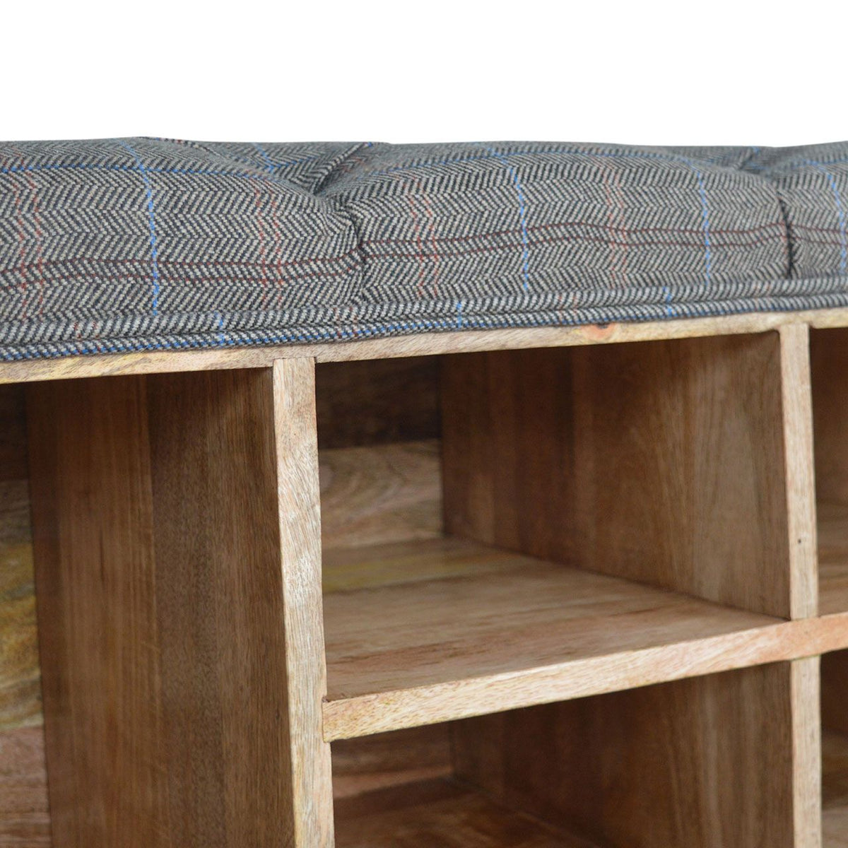 Multi Tweed Open Shoe Storage Bench