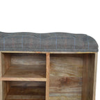 Multi Tweed Open Shoe Storage Bench