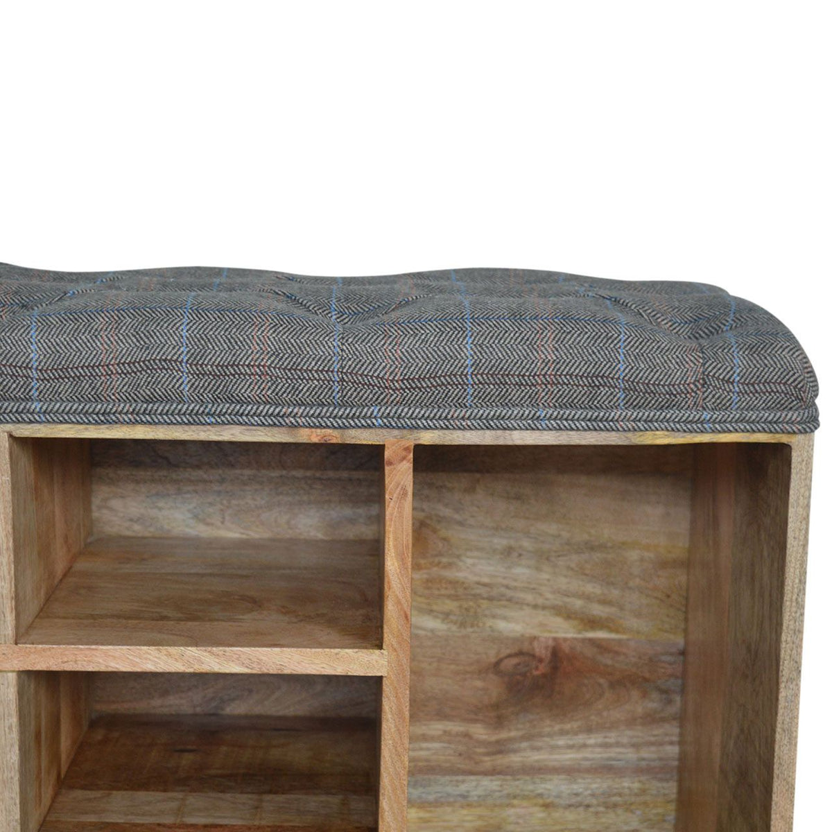 Multi Tweed Open Shoe Storage Bench