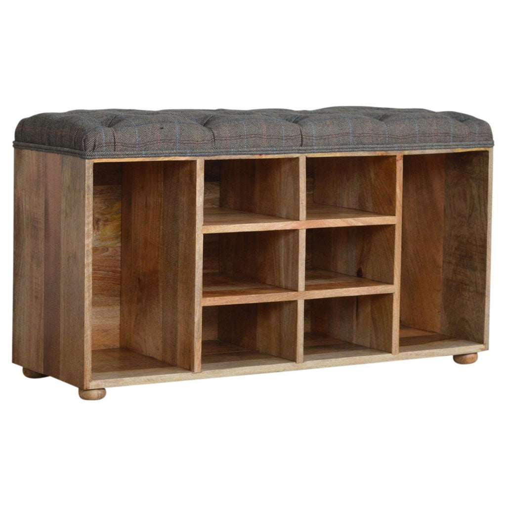 Multi Tweed Open Shoe Storage Bench