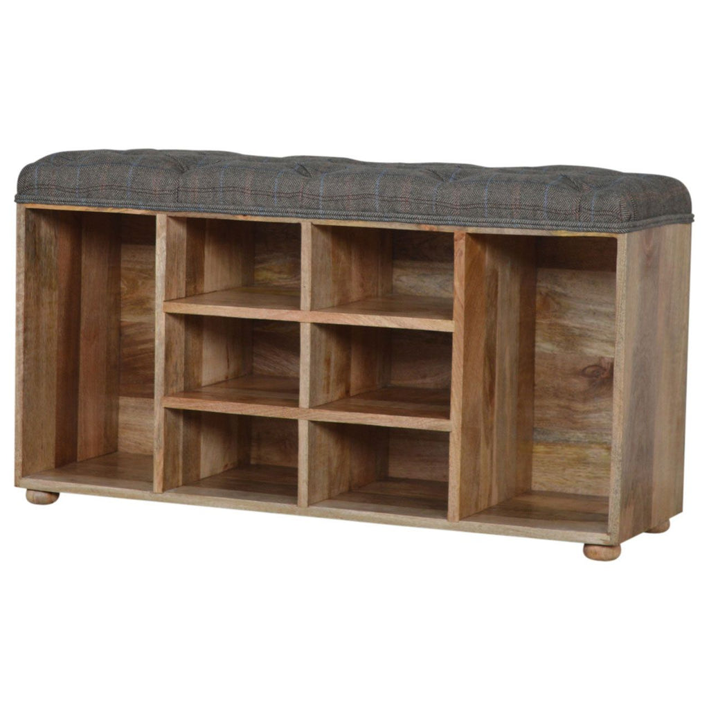 Multi Tweed Open Shoe Storage Bench