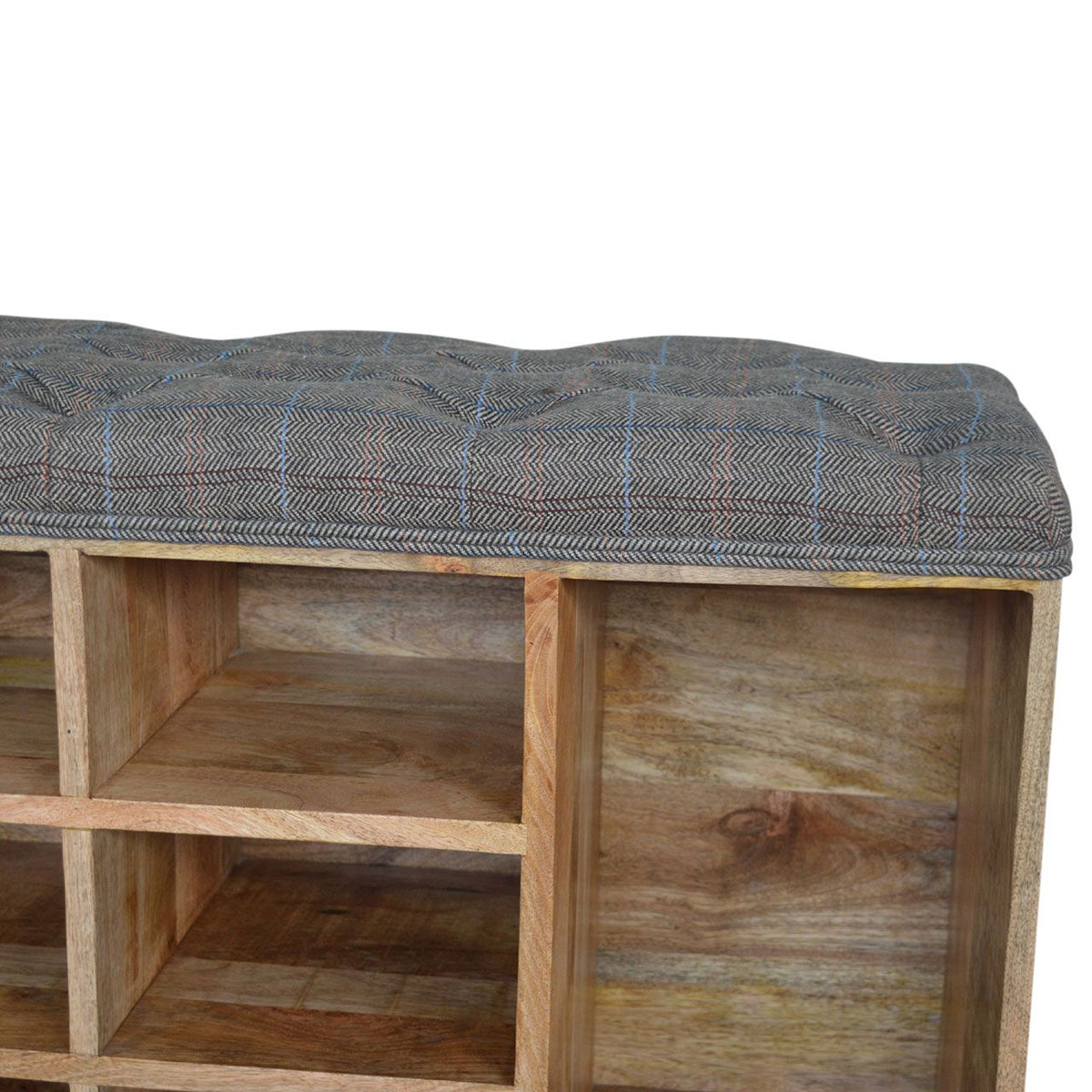 Multi Tweed Open Shoe Storage Bench