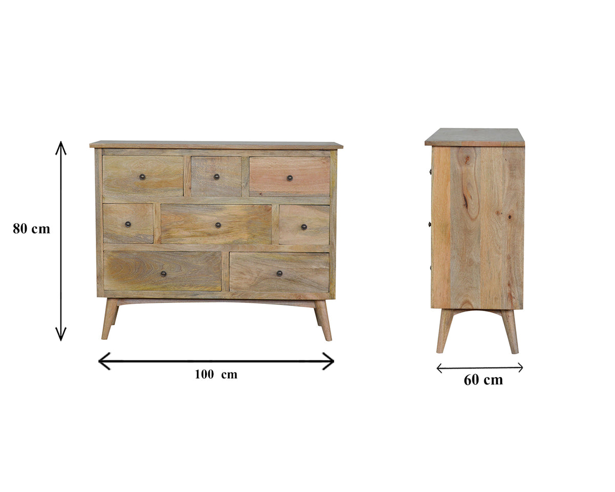 Oak-ish Solid Wood 8 Drawer Chest