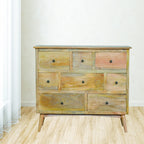 Oak-Tone Solid Wood 8 Drawer Chest