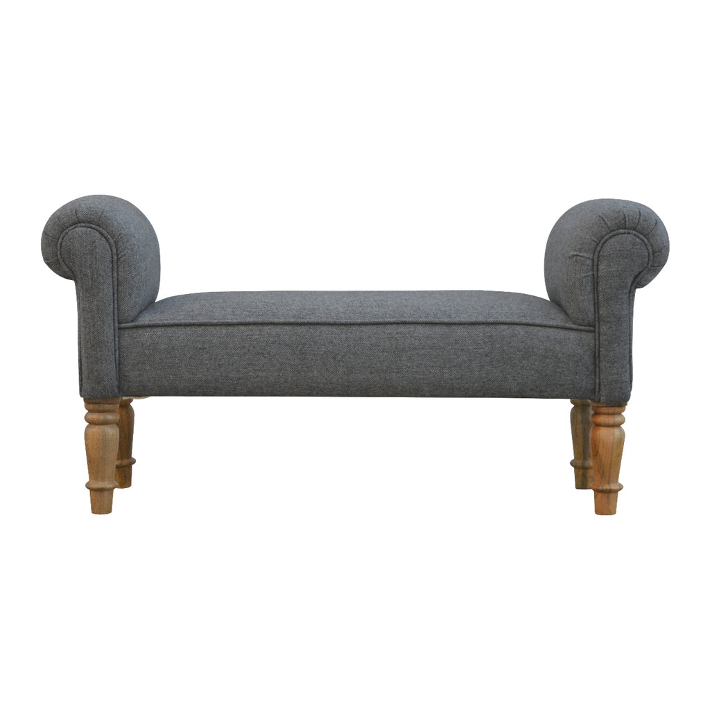 Multi Tweed Turned Bedroom Bench