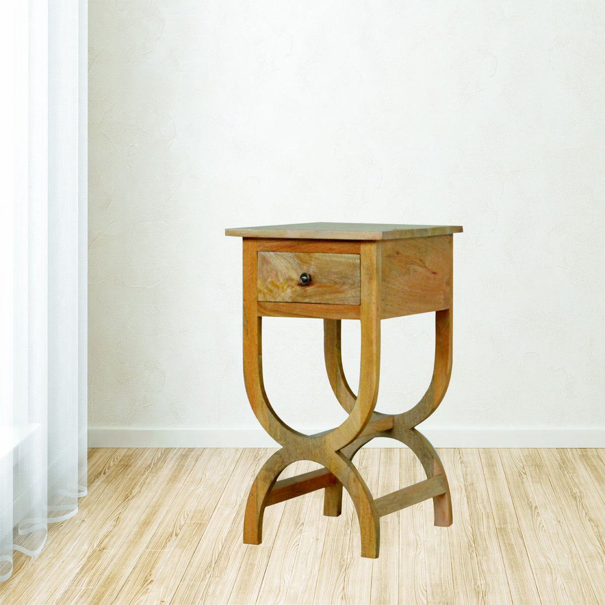 Oak-ish Serpentine Bedside