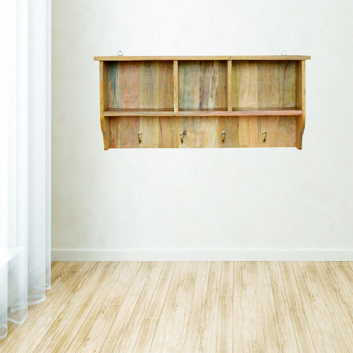 Floating Coat Rack with 3 Shelves