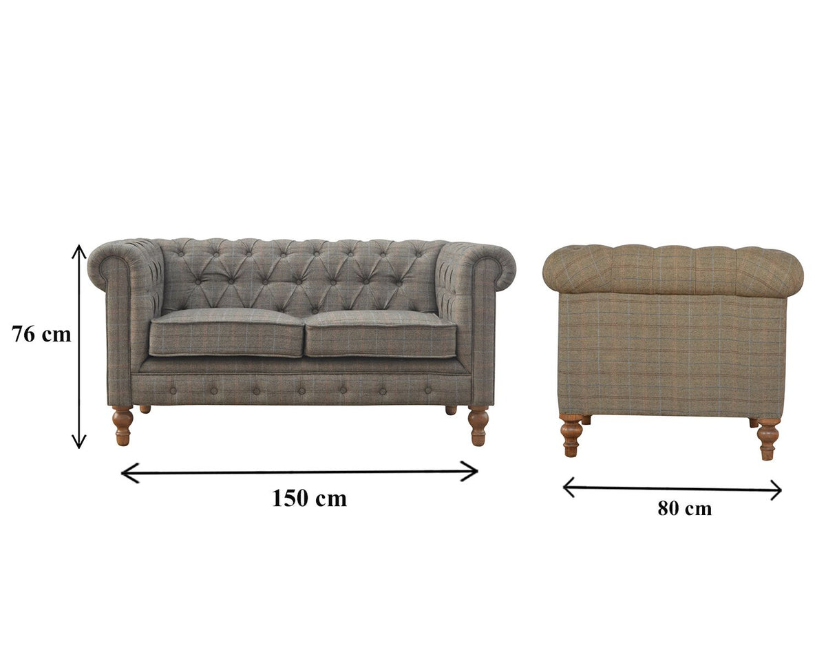 Multi Tweed 2 Seat Chesterfield