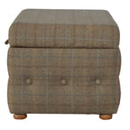 Multi Tweed Button Footstool
