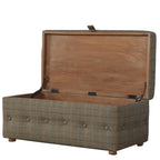 Multi Tweed Button Footstool
