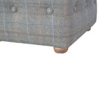Multi Tweed Button Footstool