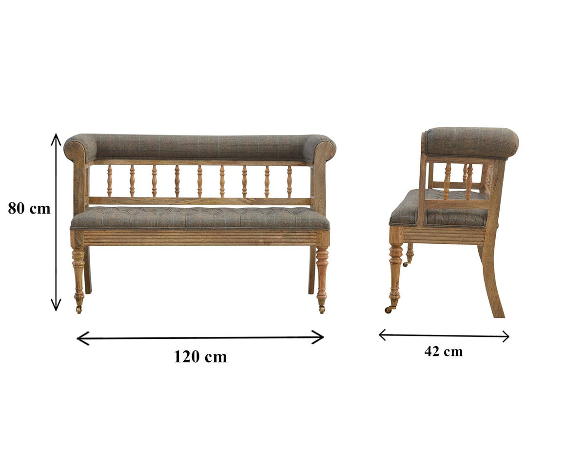 Multi Tweed Deep Button Bench