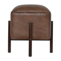 Brown Solid Leather Footstool