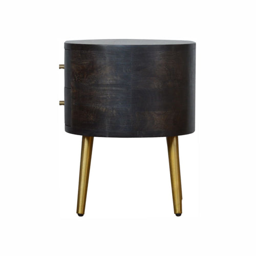 Ash Black Bedside Table with Brass Legs