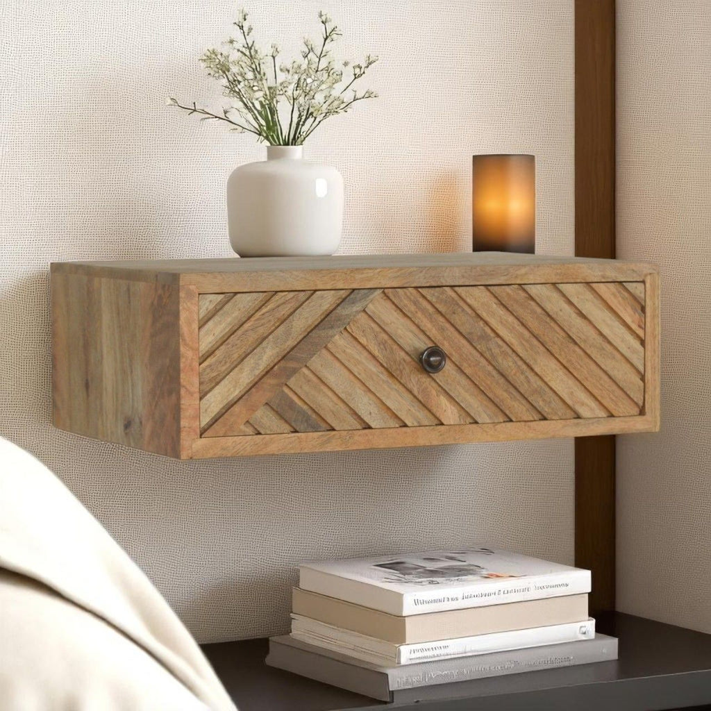 Floating Line Carved Bedside