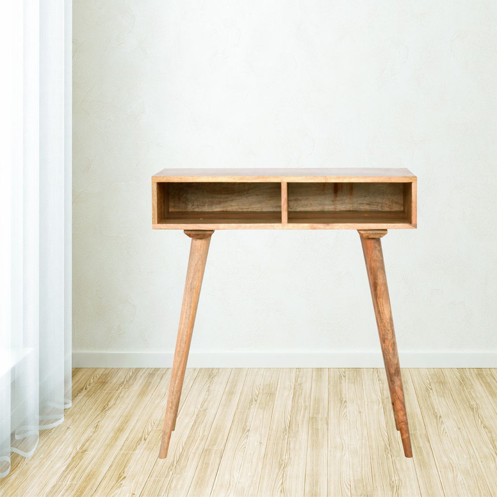 Oak-ish Open Shelf Writing Desk
