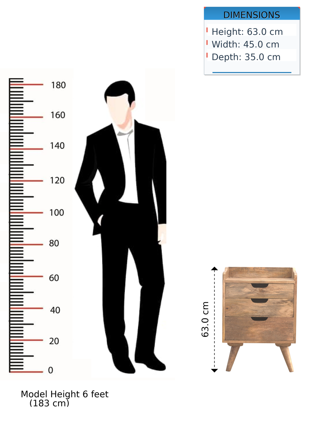3 Drawer Gallery Bedside