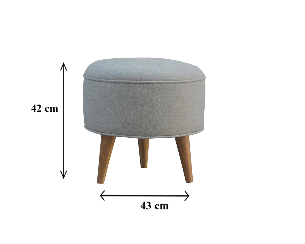 Round Grey Tweed Footstool