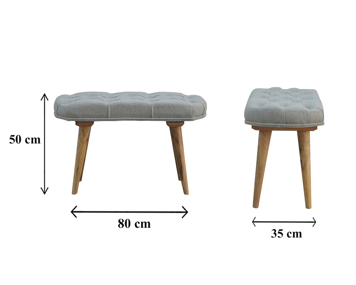 Deep Button Grey Tweed Bench