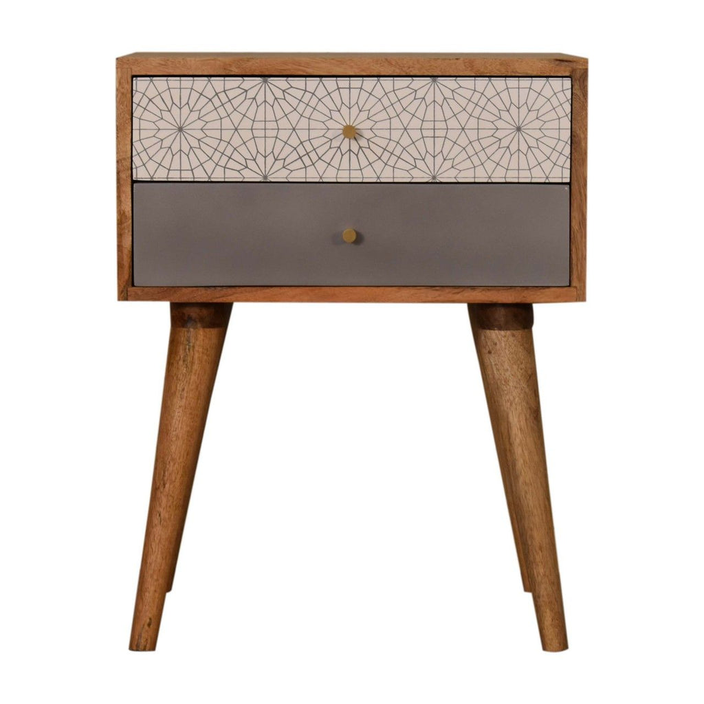 Grey Patterned Bedside