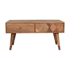 Oak-Tone Copper Inlay Coffee Table