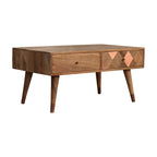 Oak-Tone Copper Inlay Coffee Table