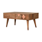 Oak-Tone Copper Inlay Coffee Table