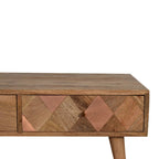 Oak-Tone Copper Inlay Coffee Table