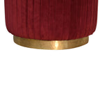 Wine Velvet Pleated Footstool