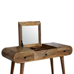 Oak-Tone Round Dressing Table