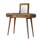 Oak-Tone Round Dressing Table