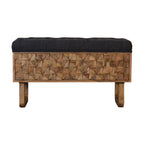U-Shaped Black Tweed Pineapple Bench