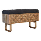 U-Shaped Black Tweed Pineapple Bench