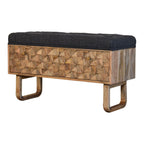 U-Shaped Black Tweed Pineapple Bench