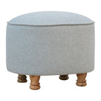 Light Grey Tweed Oval Footstool