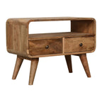 Mini Curved Oak-Tone Media Unit