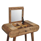 Mini Oak-Tone Round Dressing Table