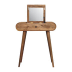 Mini Oak-Tone Round Dressing Table