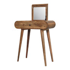 Mini Oak-Tone Round Dressing Table