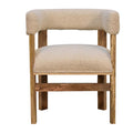 Cream Bouclé Solid Wood Chair