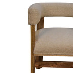 Cream Bouclé Solid Wood Chair