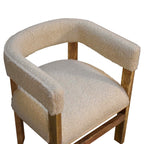 Cream Bouclé Solid Wood Chair