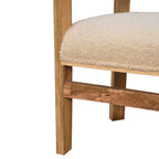 Cream Bouclé Solid Wood Chair