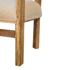 Cream Bouclé Solid Wood Chair