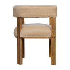 Cream Bouclé Solid Wood Chair