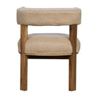 Cream Bouclé Solid Wood Chair