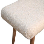 Bouclé Cream Curved Bench