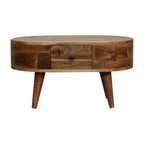 Mini Oak-Tone Rounded Coffee Table